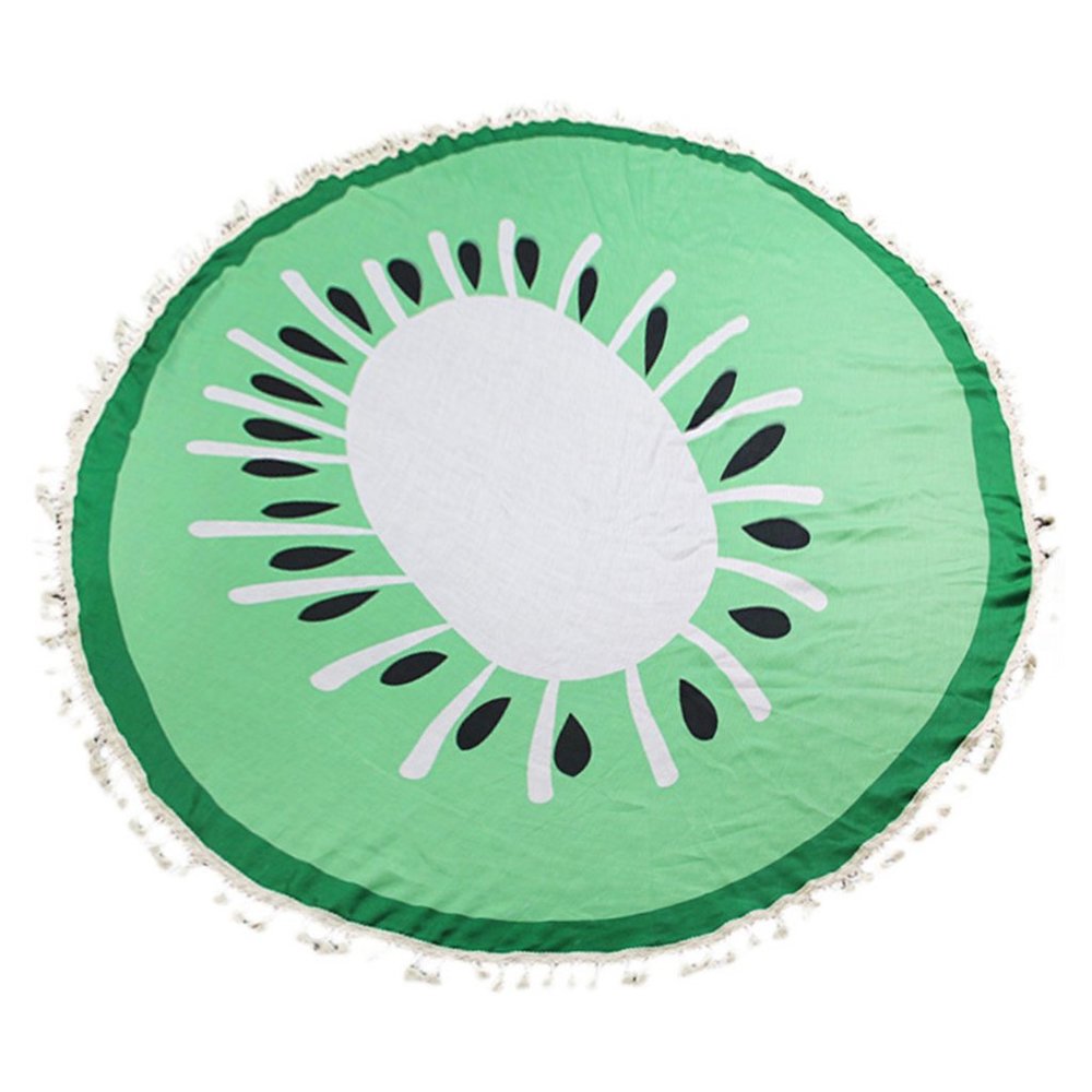 LOF Kiwi Print Round Beach Throw Tassels Cover Up